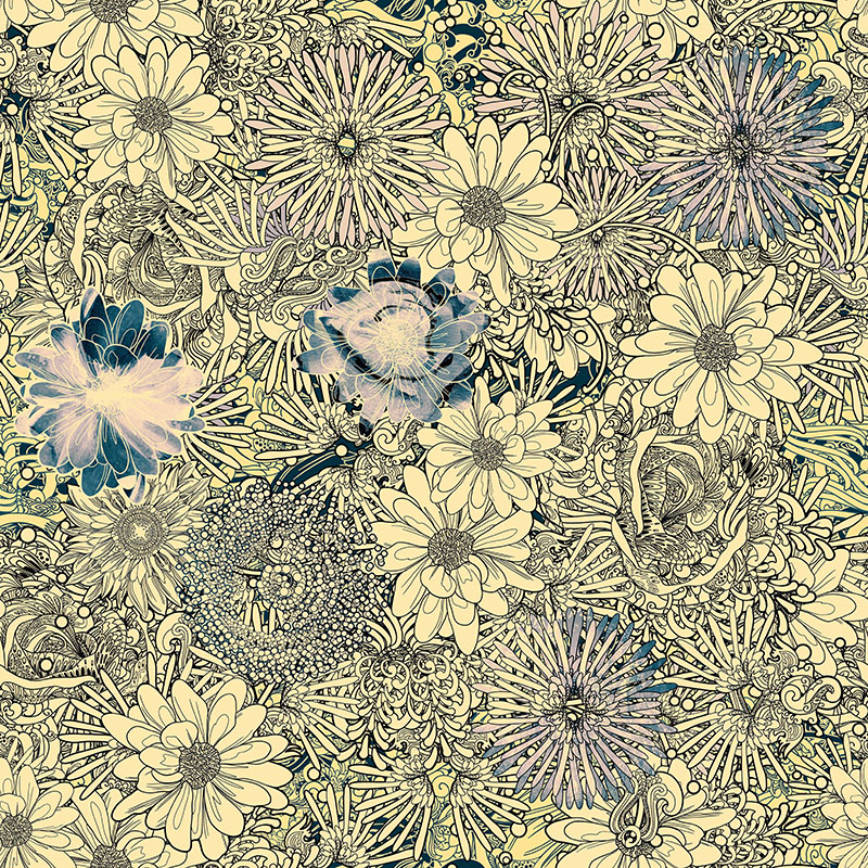 Ταπετσαρία χώρου με Sepia Flower